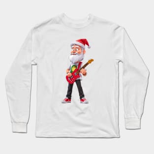 Santa Claus Guitar 3D Long Sleeve T-Shirt